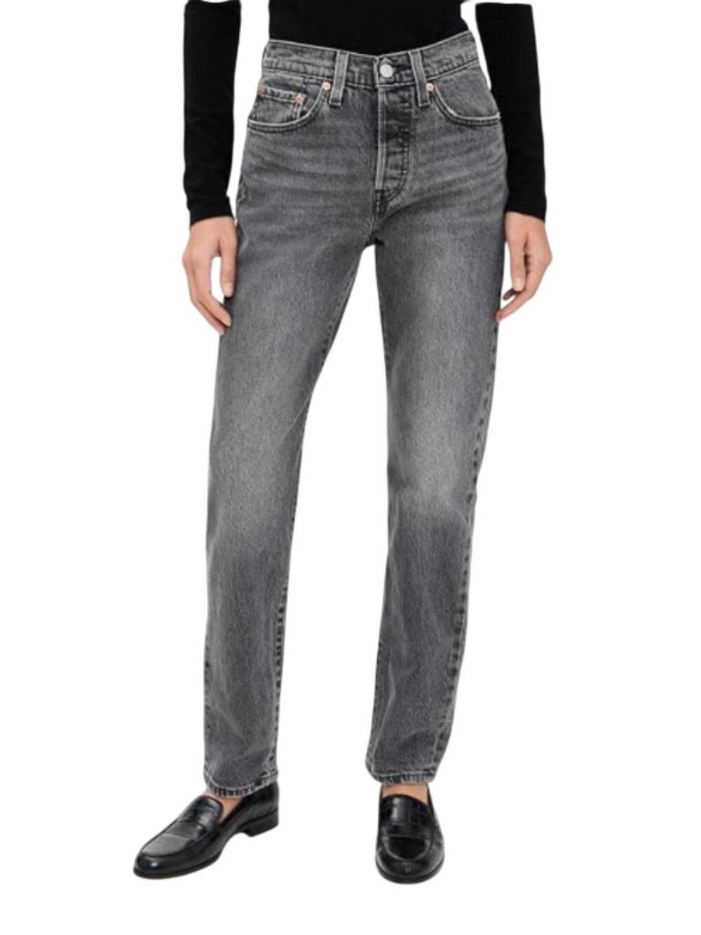 Levi's Premium 501 Original Fit Straight Leg Jean Gray Women's Size 28 High Rise - Picture 2 of 16